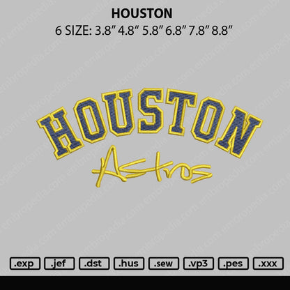 Houston Astros Embroidery File 6 sizes