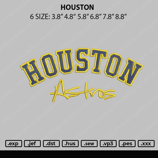 Houston Astros Embroidery File 6 sizes