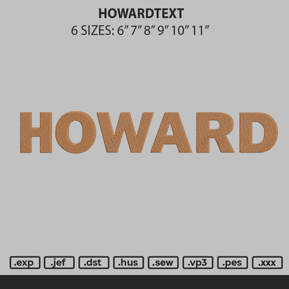 Howardtext Embroidery File 6 sizes