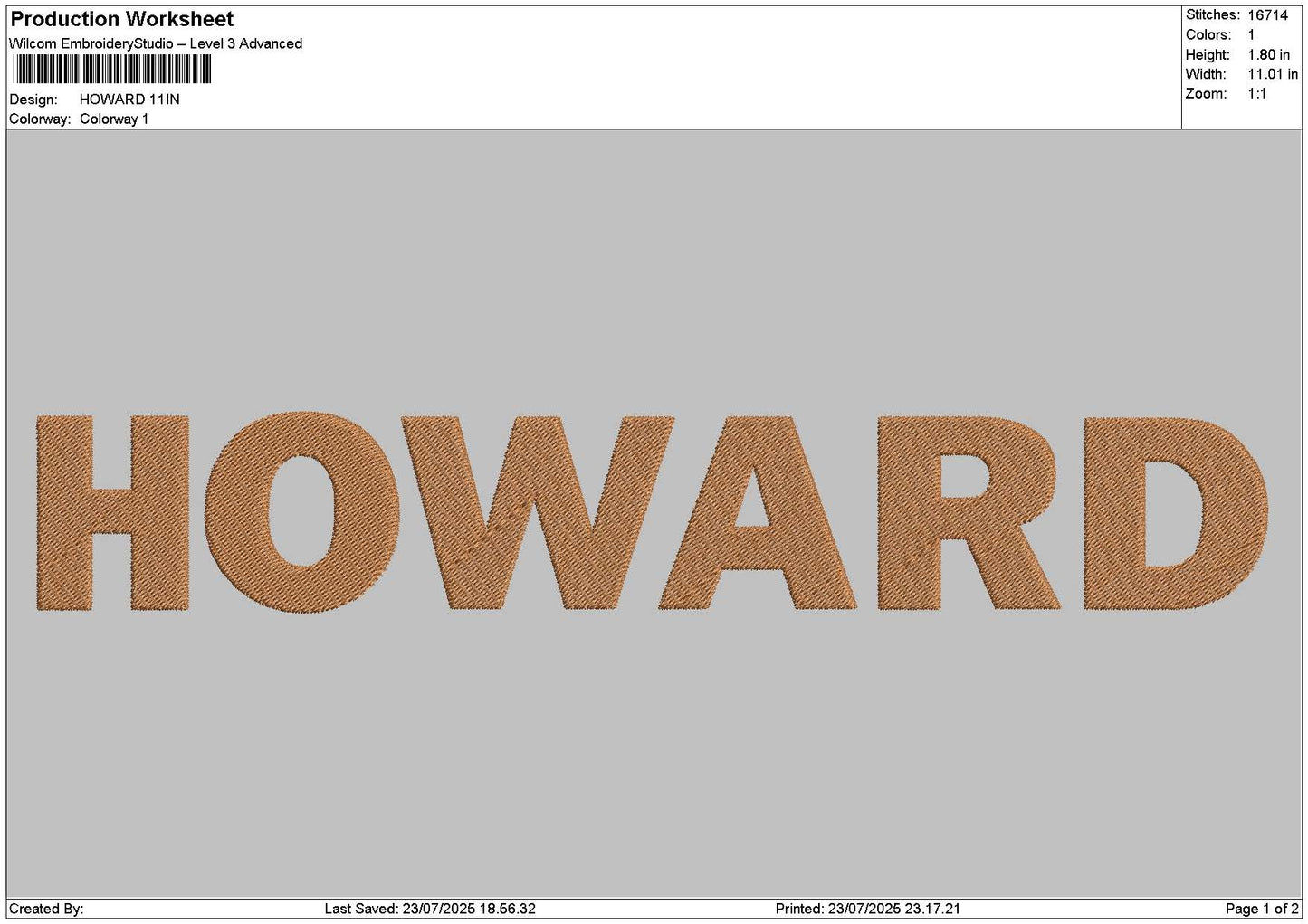 Howardtext Embroidery File 6 sizes