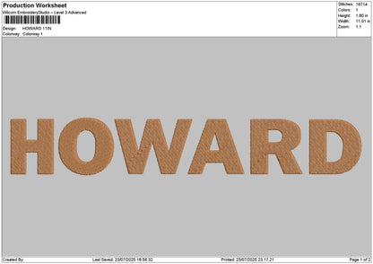 Howardtext Embroidery File 6 sizes