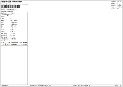 Howardtext Embroidery File 6 sizes