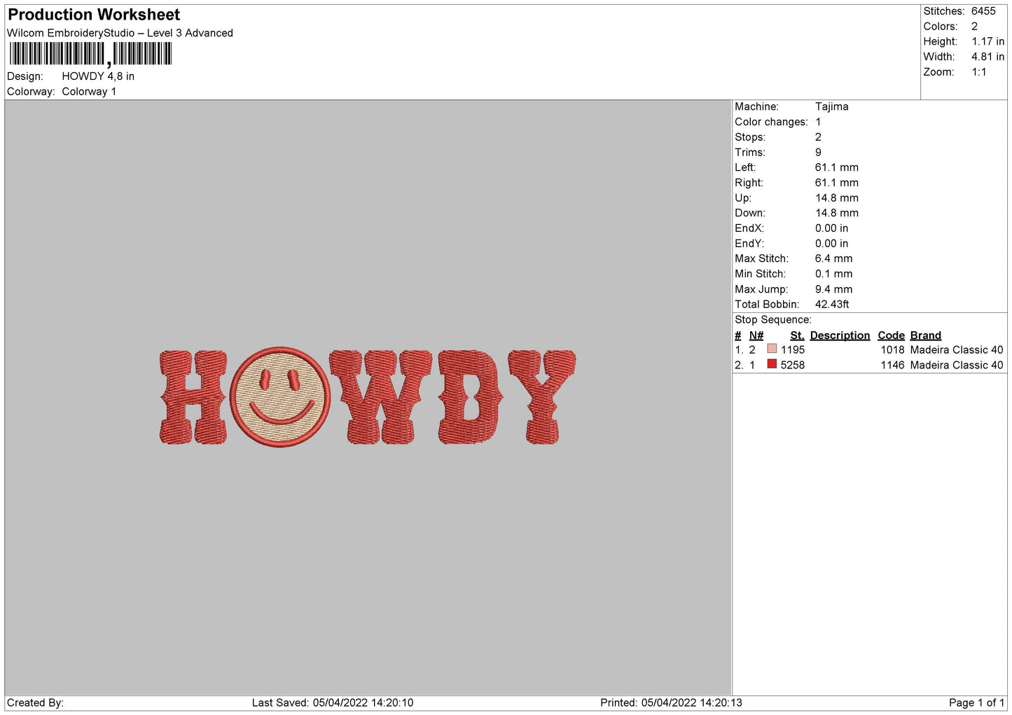 Howdy Embroidery File 4 size