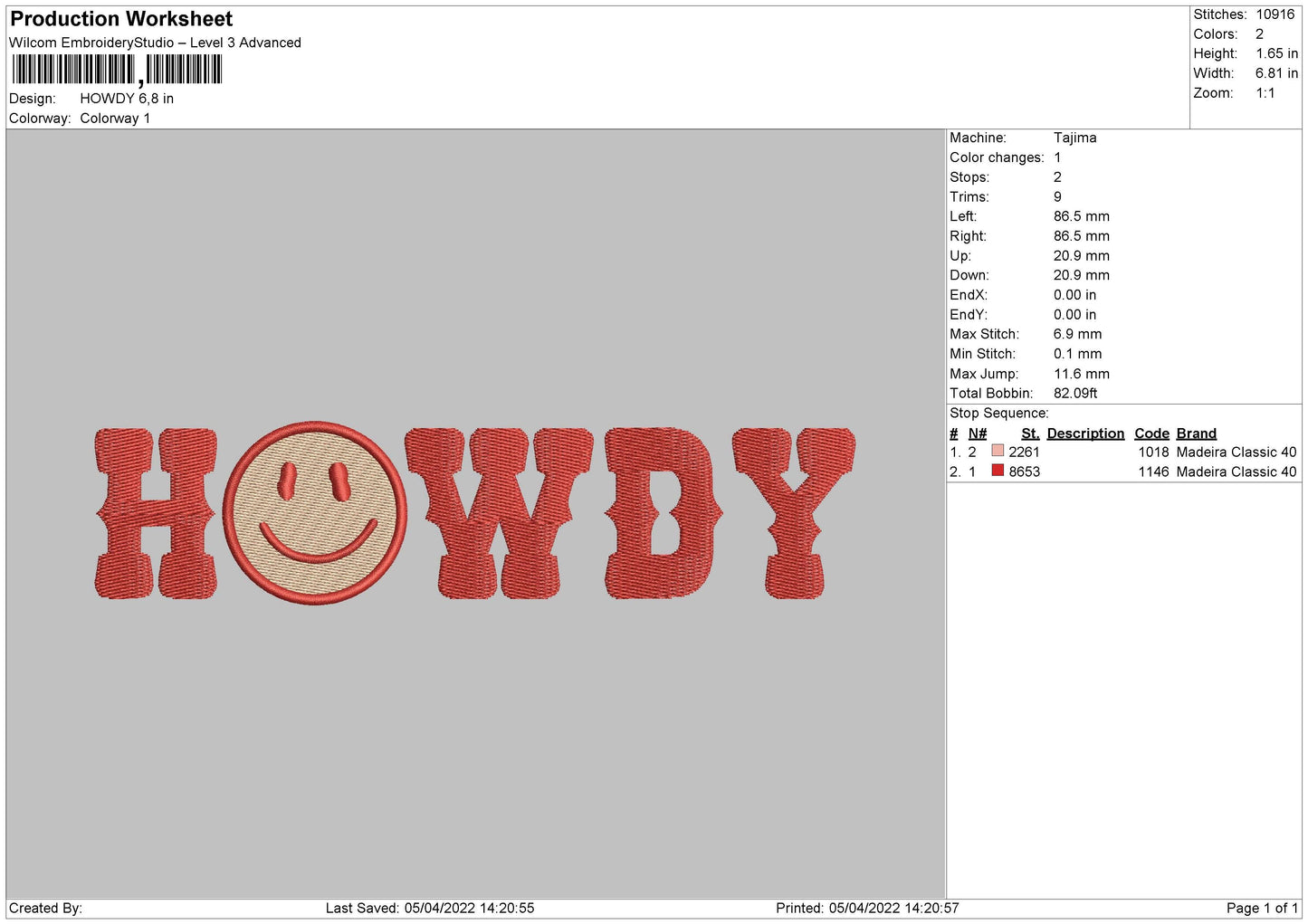 Howdy Embroidery File 4 size