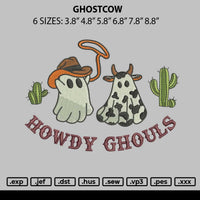 Ghostcow Embroidery File 6 sizes