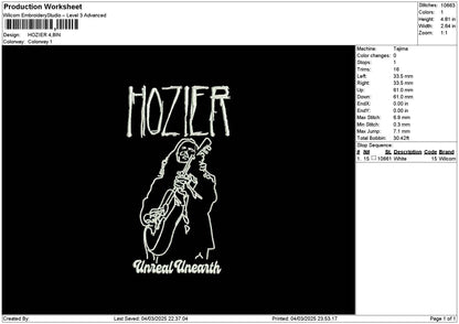 Hoziertext Embroidery File 6 sizes
