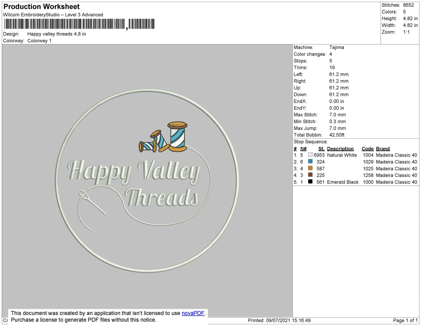 Happy Valley Embroidery File 4 size