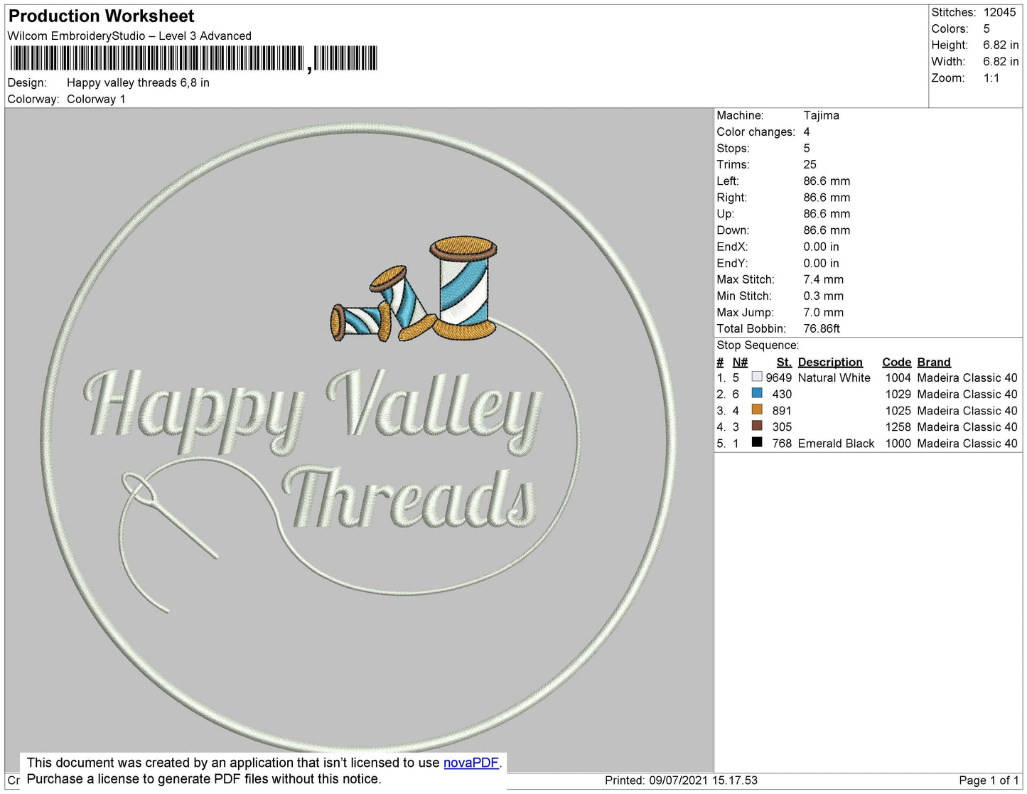 Happy Valley Embroidery File 4 size