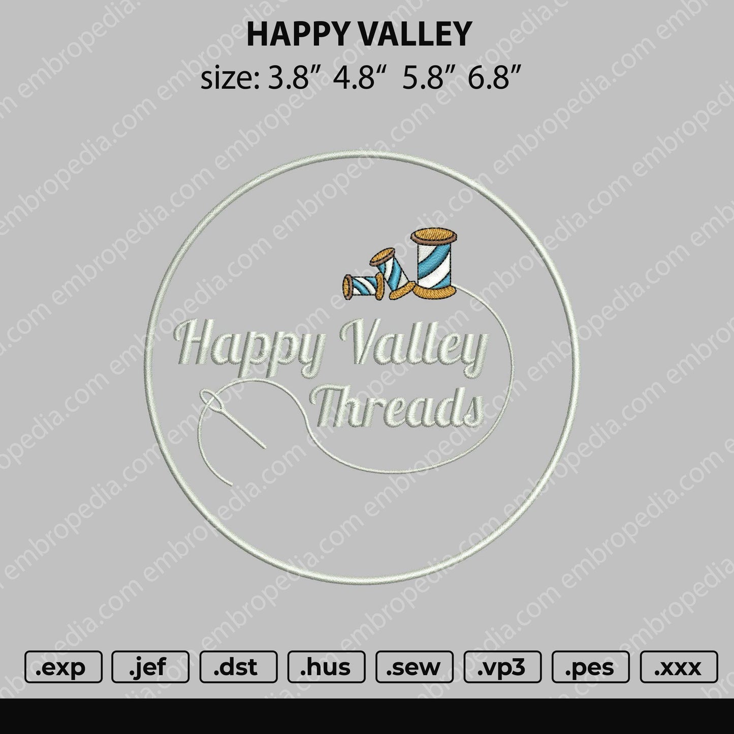 Happy Valley Embroidery File 4 size