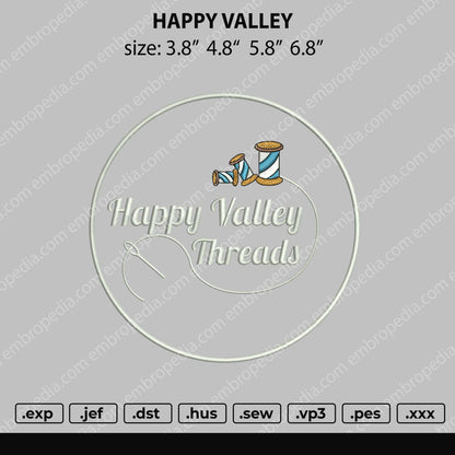 Happy Valley Embroidery File 4 size