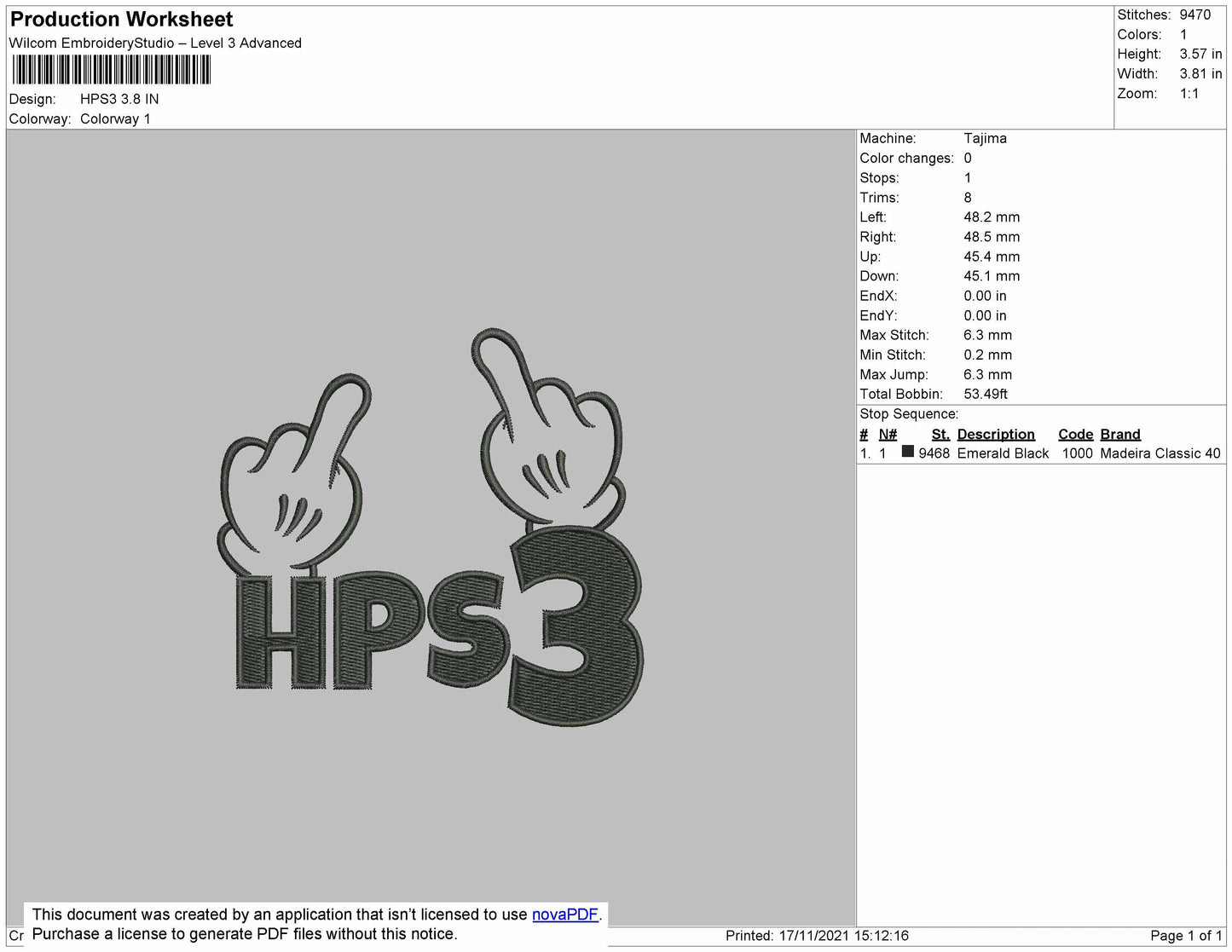 HPS3 Embroidery File 4 size