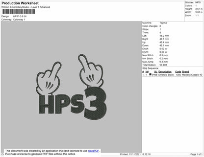 HPS3 Embroidery File 4 size