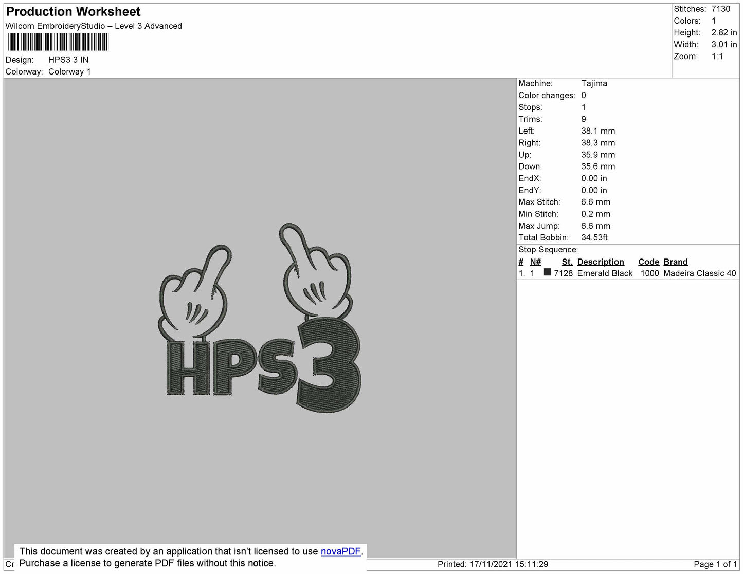 HPS3 Embroidery File 4 size