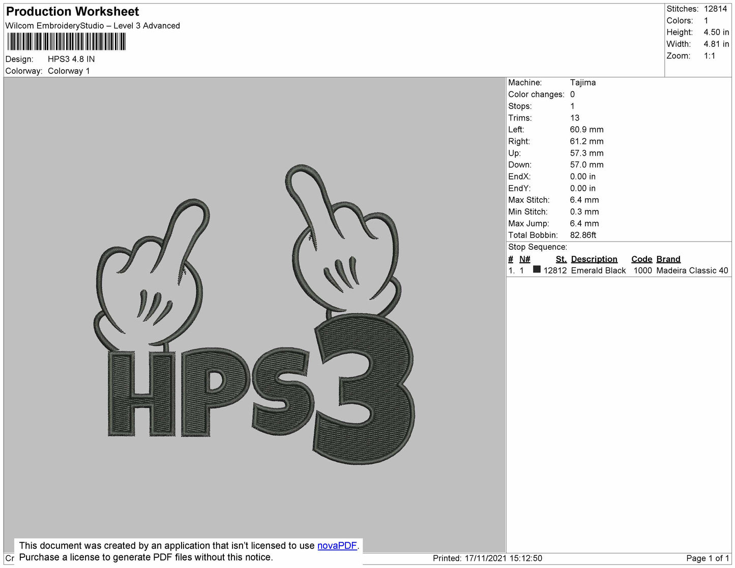 HPS3 Embroidery File 4 size