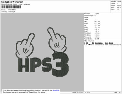 HPS3 Embroidery File 4 size