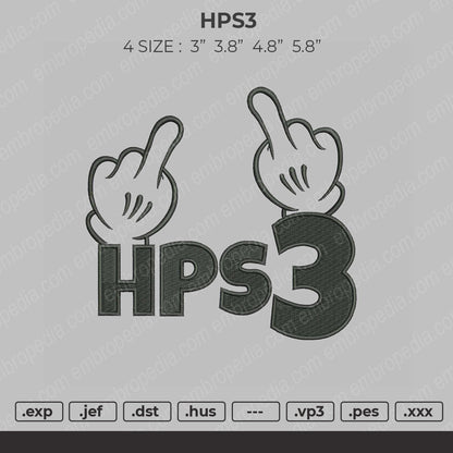 HPS3 Embroidery File 4 size