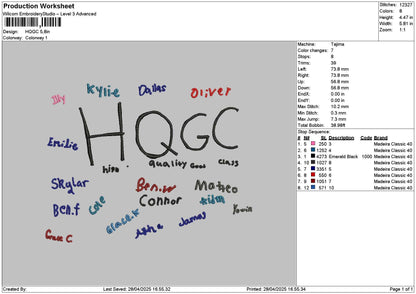 Hqgctext Embroidery File 6 sizes