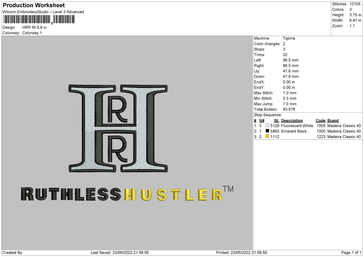 HRR Embroidery File 4 size