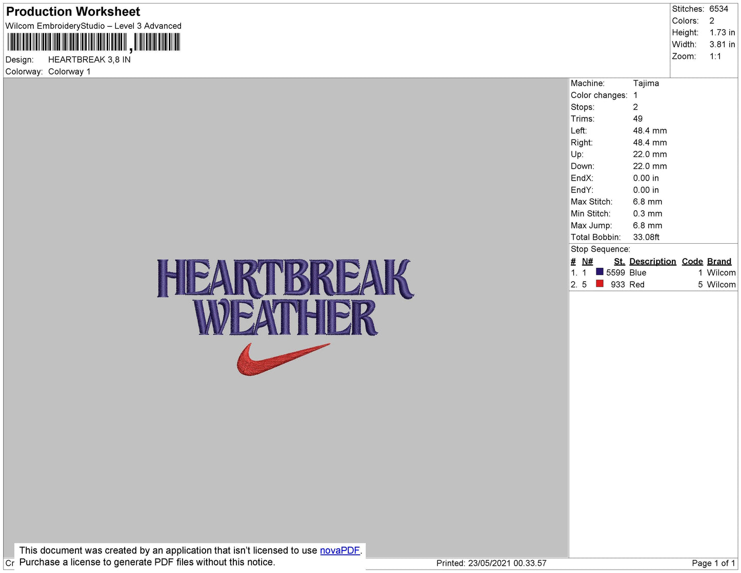 Heartbreak Embroidery File 4 size