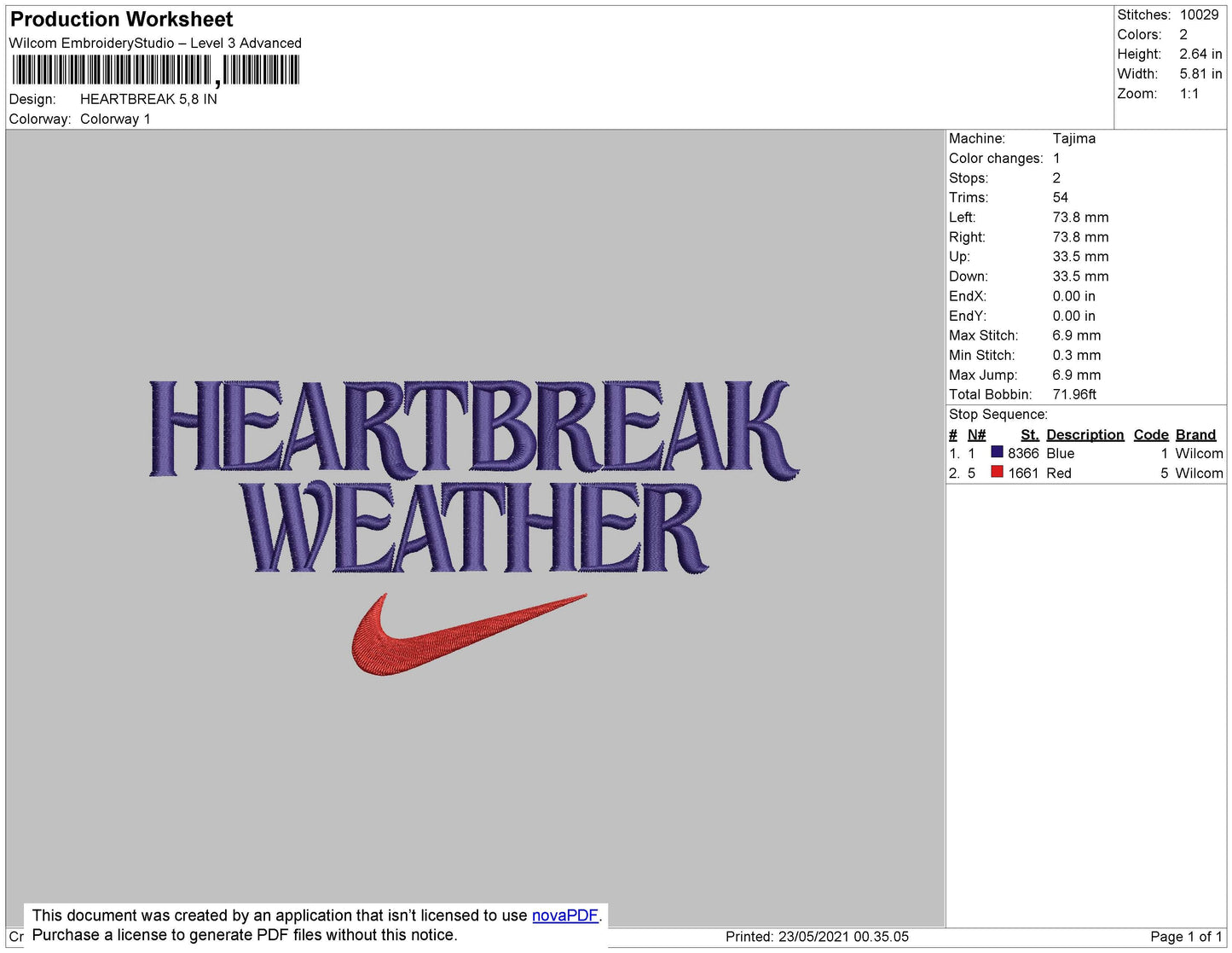 Heartbreak Embroidery File 4 size