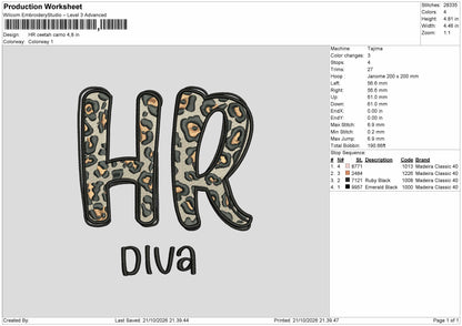Hr Leopard Embroidery Machine Design File 6 sizes