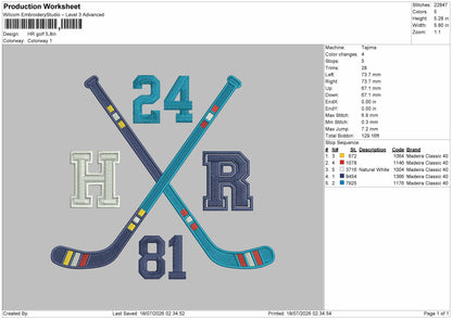 Golf Stick 24 Embroidery Machine Design File 6 sizes
