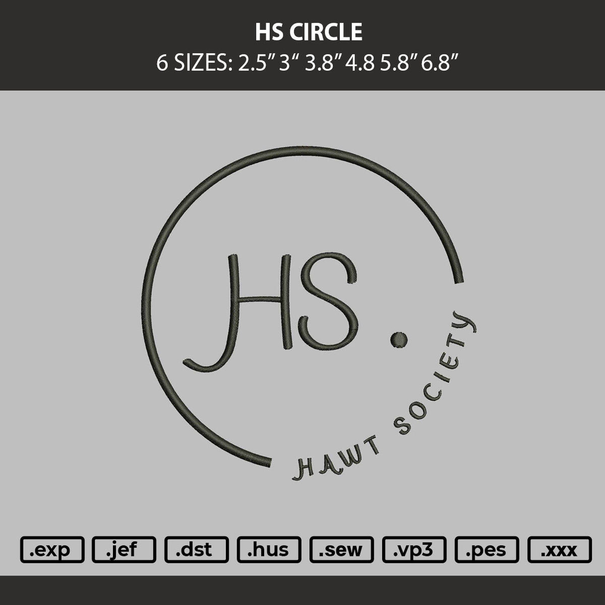 Hs Circle Embroidery Machine Design File 6 sizes
