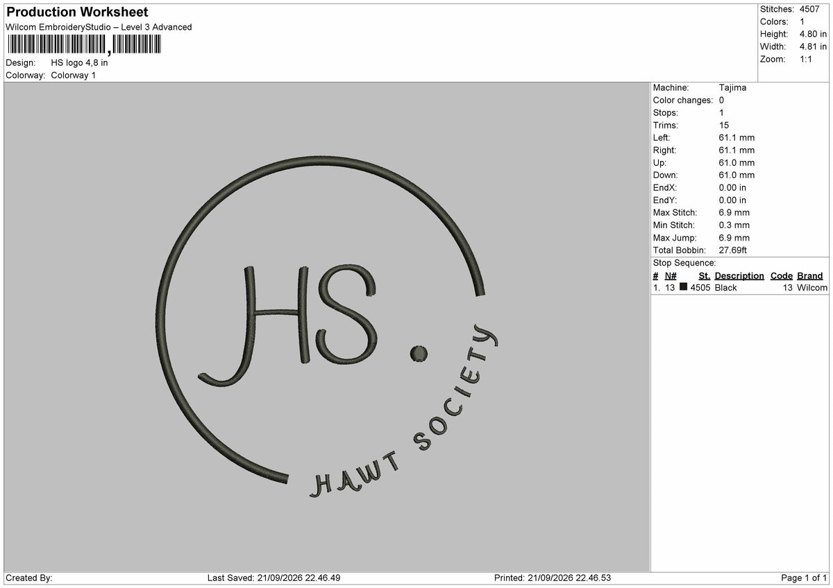 Hs Circle Embroidery Machine Design File 6 sizes