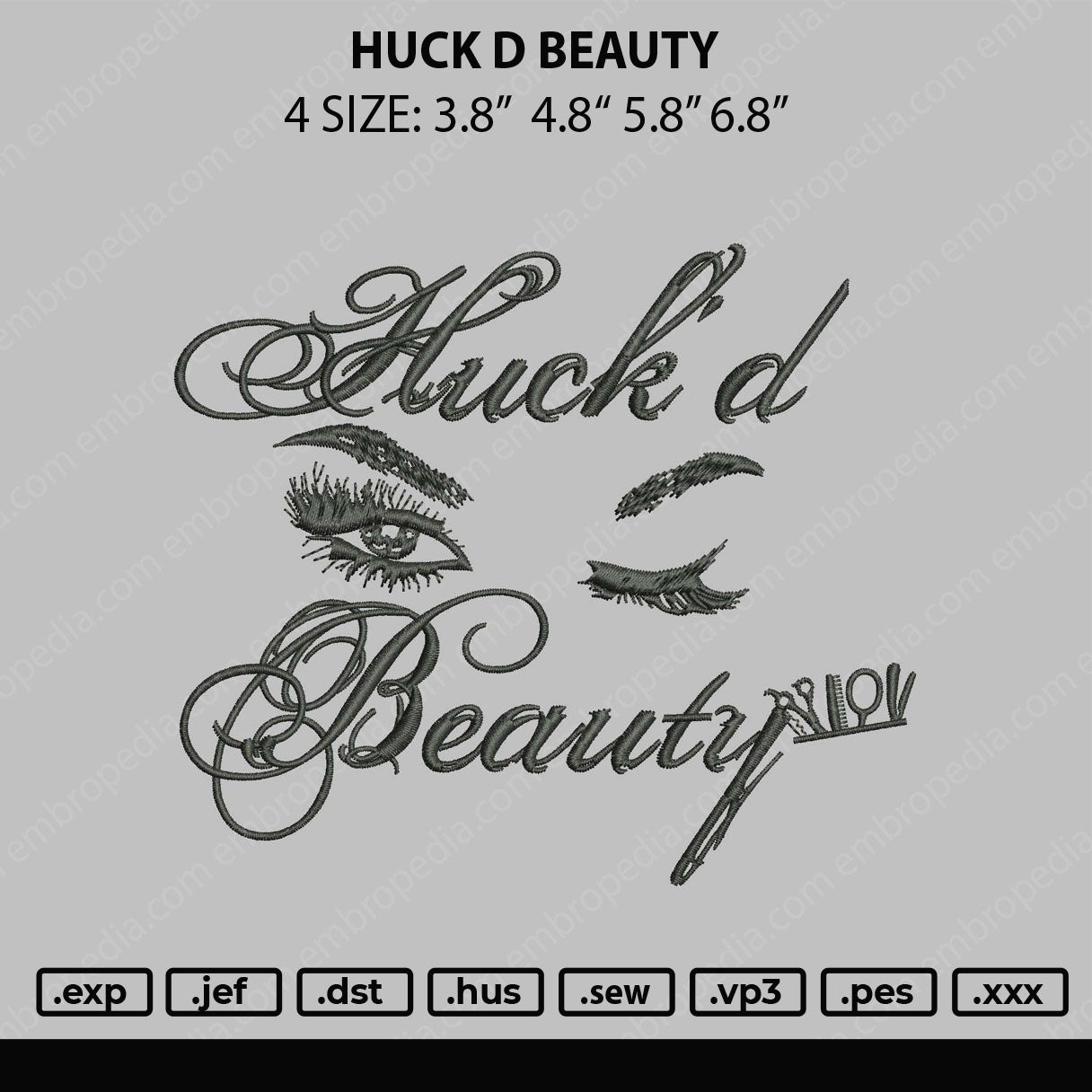 Huck D Beauty Embroidery File 4 size