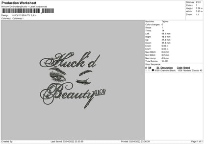 Huck D Beauty Embroidery File 4 size