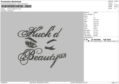 Huck D Beauty Embroidery File 4 size