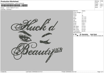 Huck D Beauty Embroidery File 4 size