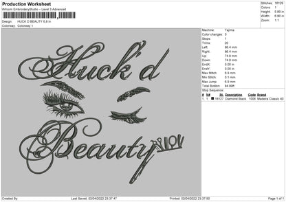 Huck D Beauty Embroidery File 4 size