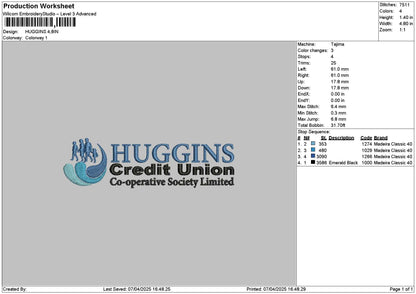Hugginstext Embroidery File 6 sizes