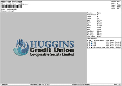 Hugginstext Embroidery File 6 sizes