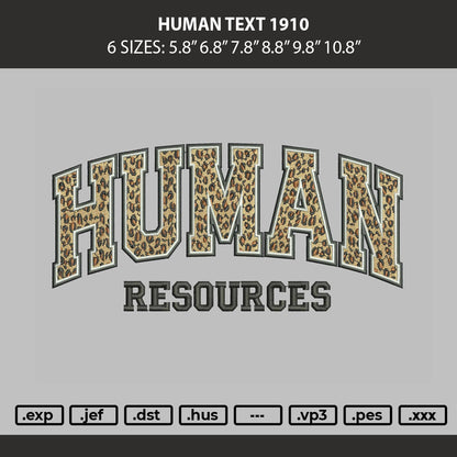 Human Text 1910 Embroidery Machine Design File 6 sizes