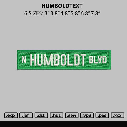 Humboldtext Embroidery File 6 sizes