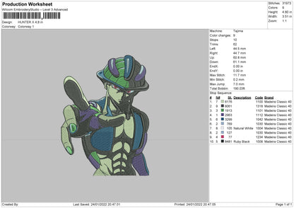 Hunter X Embroidery File 4 size