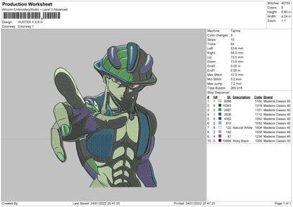 Hunter X Embroidery File 4 size