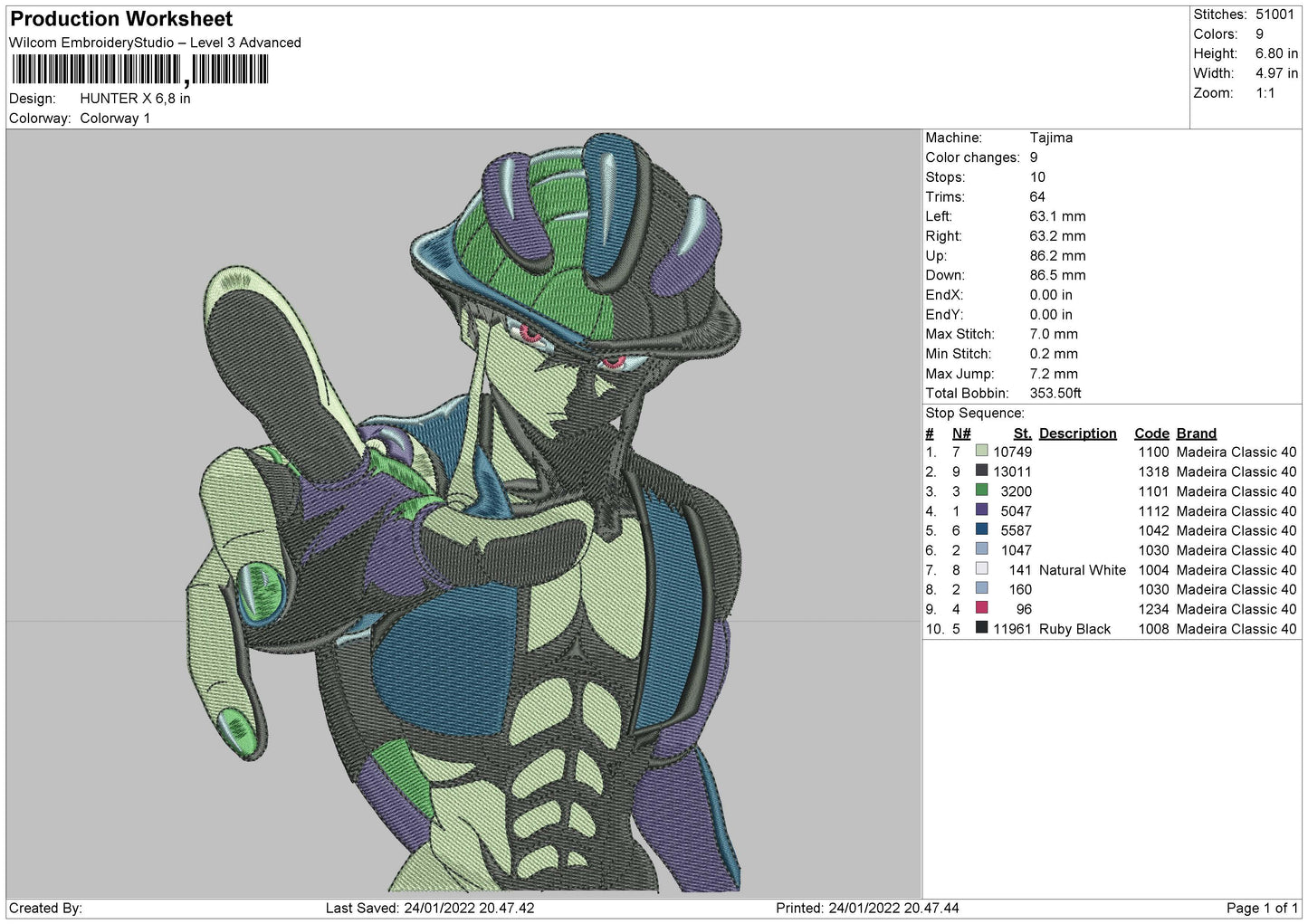 Hunter X Embroidery File 4 size