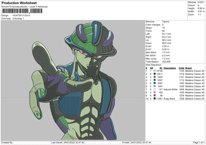 Hunter X Embroidery File 4 size