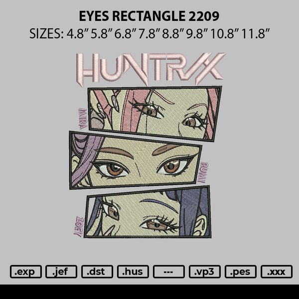 Eyes Rectangle Embroidery File 6 sizes