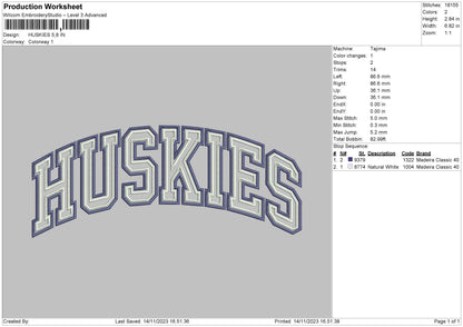 Huskies 02 Embroidery File 6 sizes