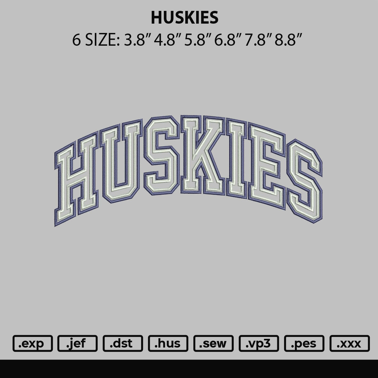 Huskies 02 Embroidery File 6 sizes
