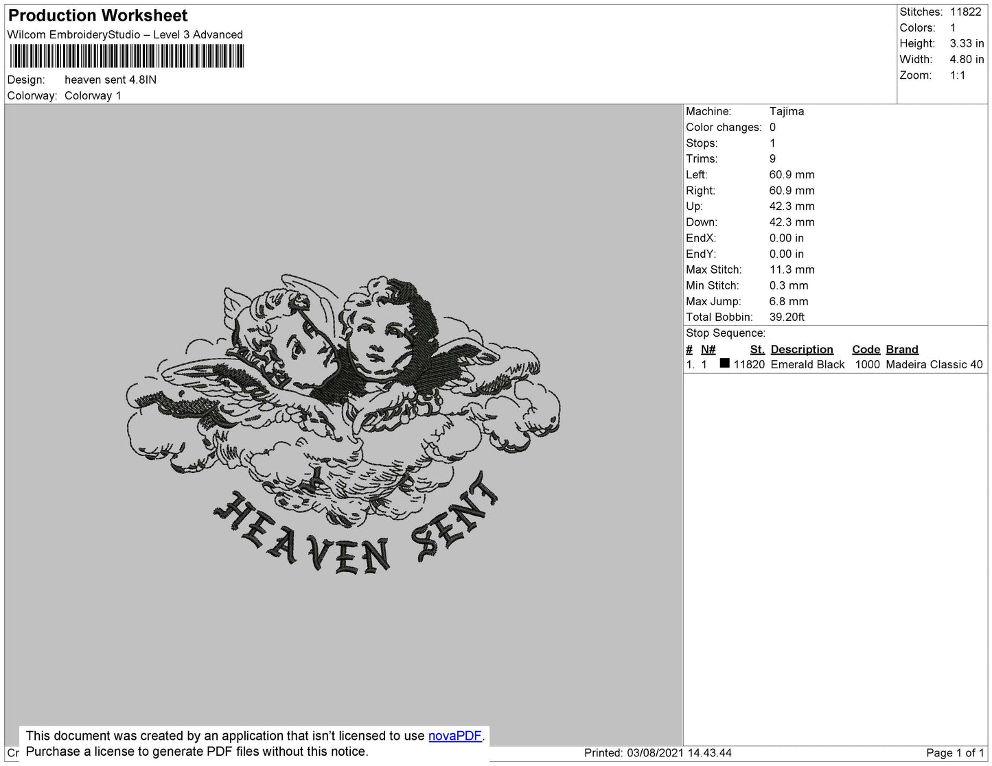 Heaven Sent Embroidery File 4 size