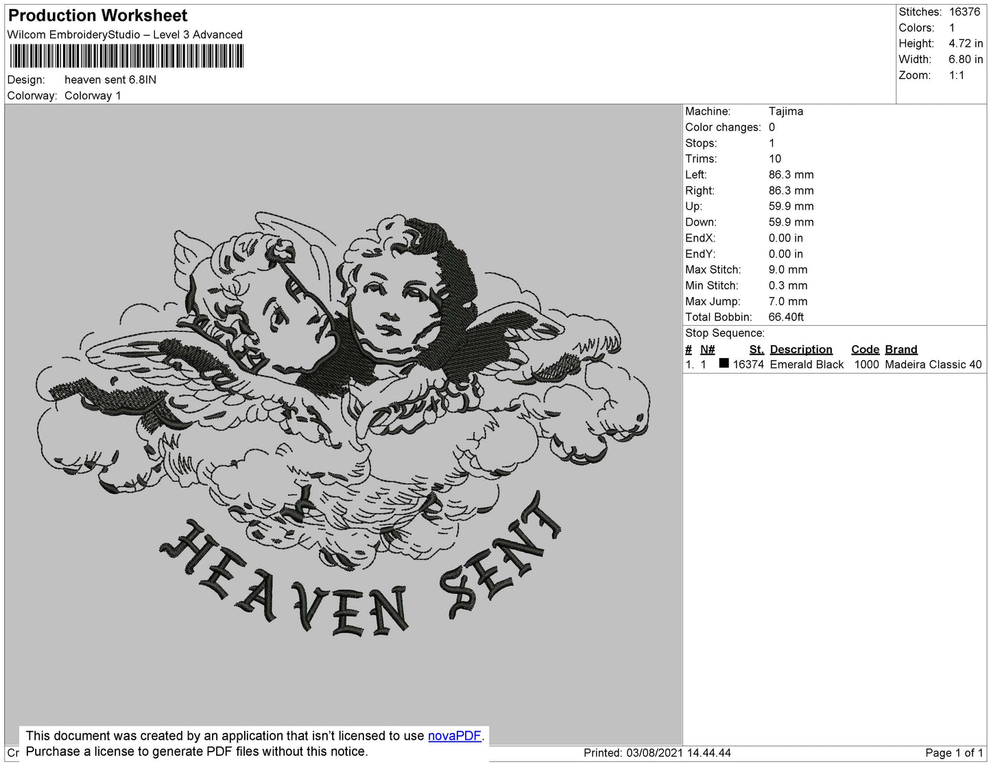 Heaven Sent Embroidery File 4 size
