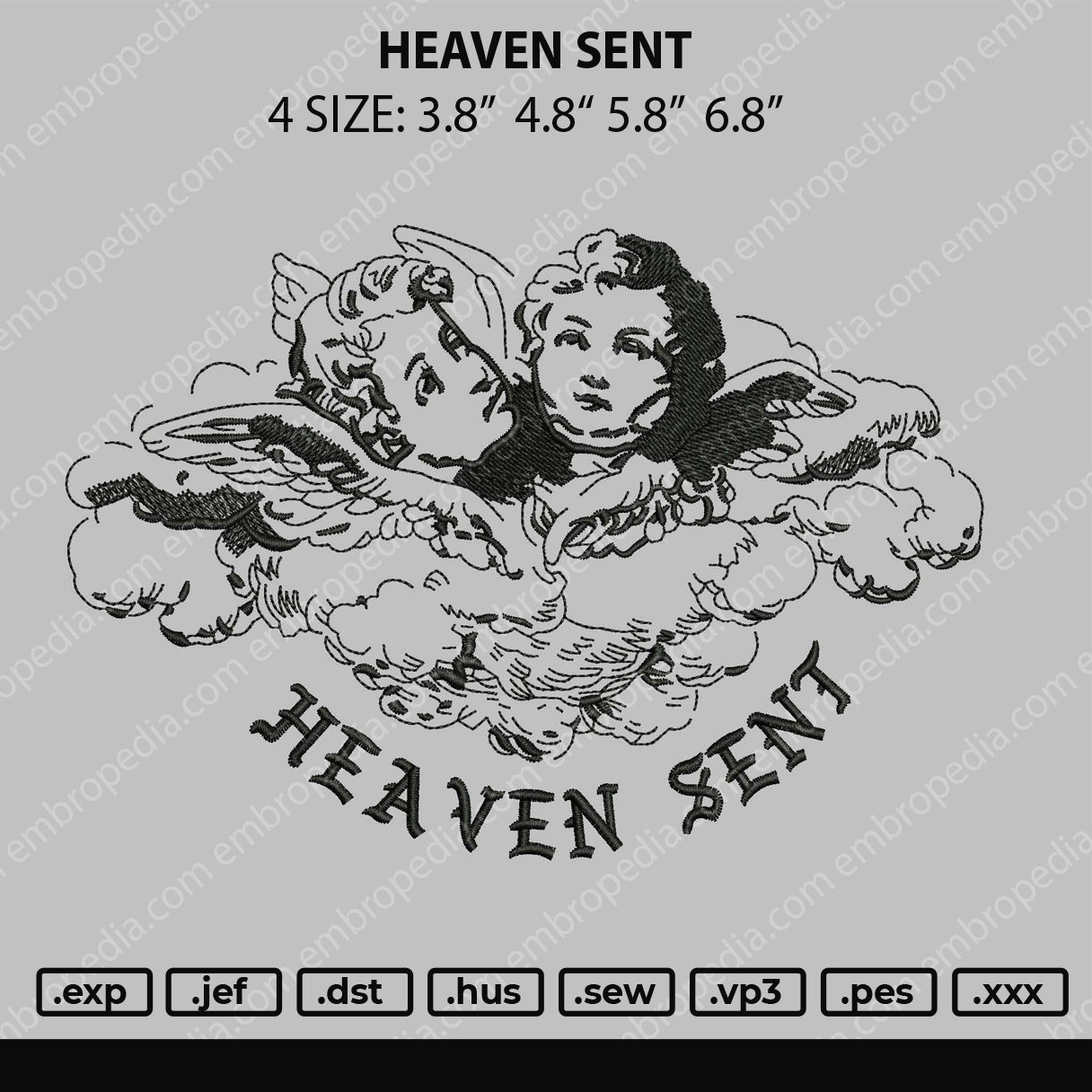 Heaven Sent Embroidery File 4 size
