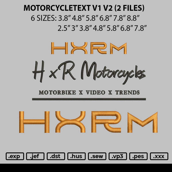 Motorcycletext V1 V2 Embroidery 2 Files