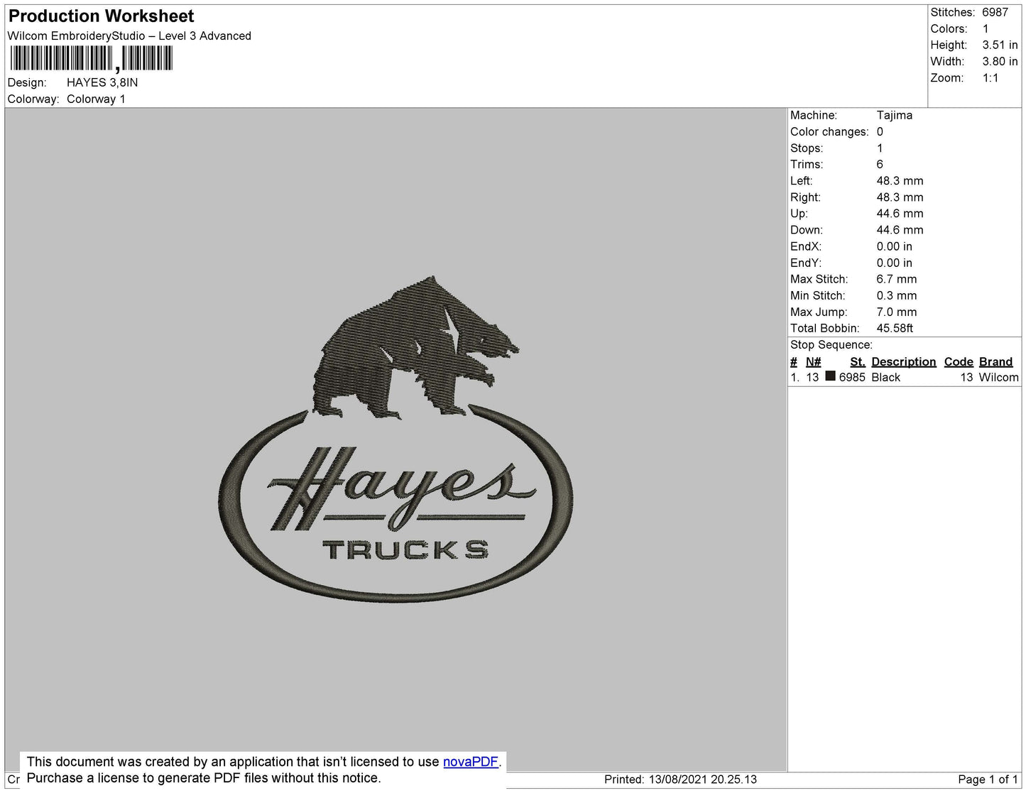 Hayes Embroidery File 4 size