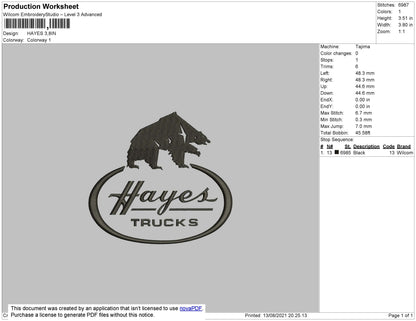 Hayes Embroidery File 4 size